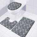 Abstract Nautical Anchor Pattern Print 3 Piece Bath Mat Set