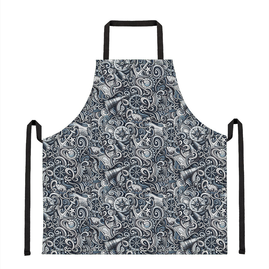 Abstract Nautical Anchor Pattern Print Apron