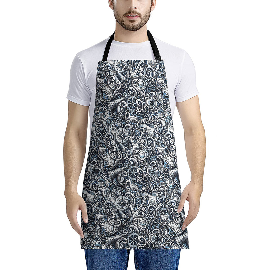 Abstract Nautical Anchor Pattern Print Apron