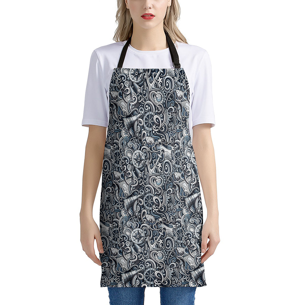 Abstract Nautical Anchor Pattern Print Apron