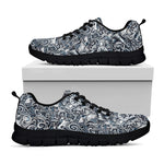 Abstract Nautical Anchor Pattern Print Black Sneakers