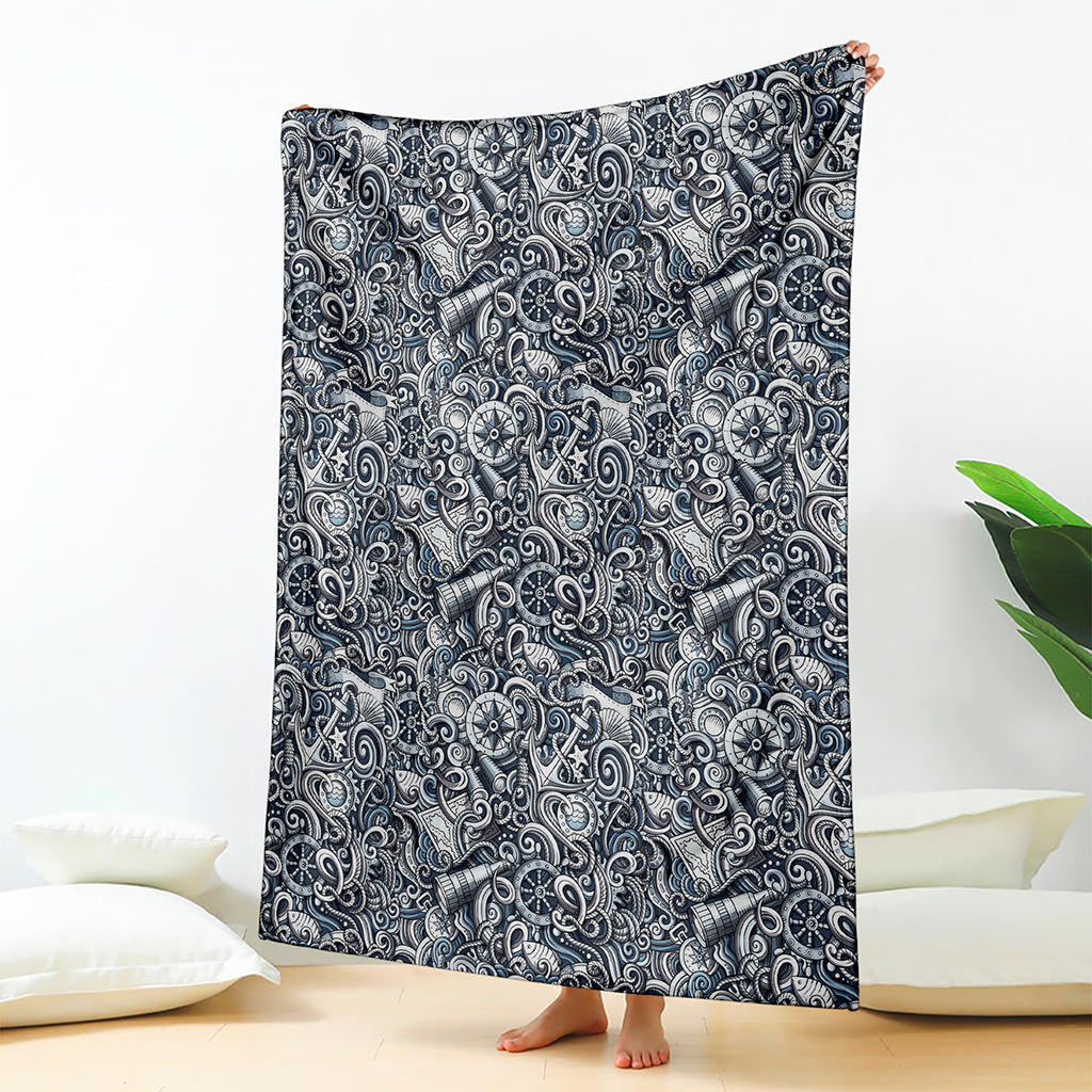 Abstract Nautical Anchor Pattern Print Blanket