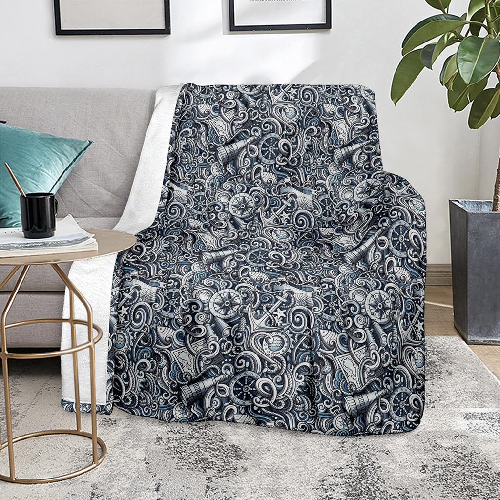 Abstract Nautical Anchor Pattern Print Blanket