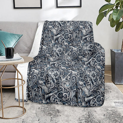 Abstract Nautical Anchor Pattern Print Blanket