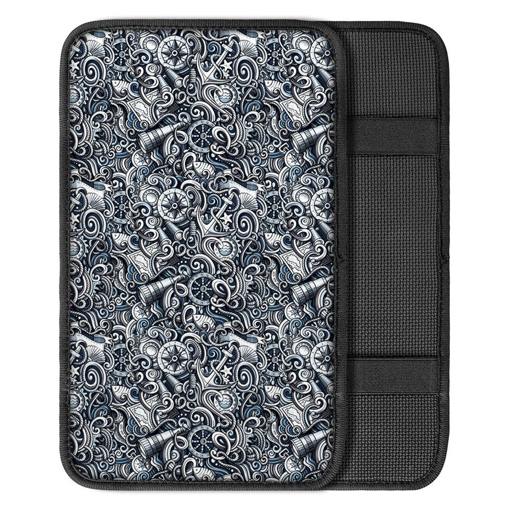 Abstract Nautical Anchor Pattern Print Car Center Console Cover