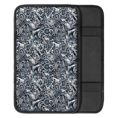 Abstract Nautical Anchor Pattern Print Car Center Console Cover