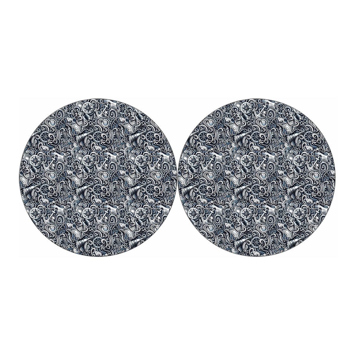 Abstract Nautical Anchor Pattern Print Car Coasters