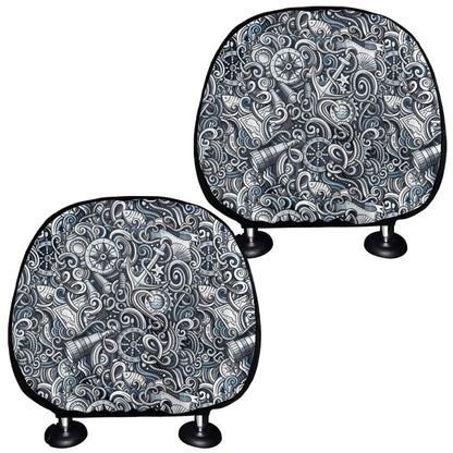 Abstract Nautical Anchor Pattern Print Car Headrest Covers