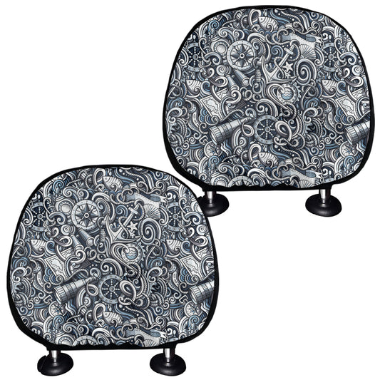 Abstract Nautical Anchor Pattern Print Car Headrest Covers