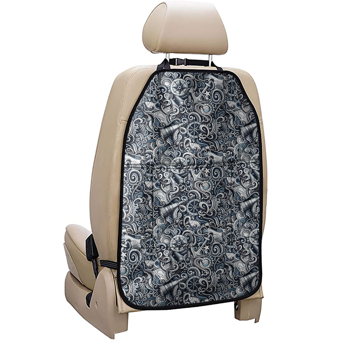 Abstract Nautical Anchor Pattern Print Car Seat Organizers