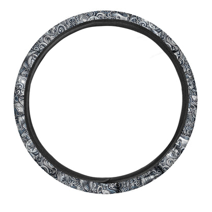 Abstract Nautical Anchor Pattern Print Car Steering Wheel Cover
