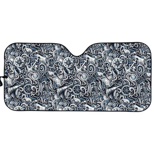 Abstract Nautical Anchor Pattern Print Car Sun Shade