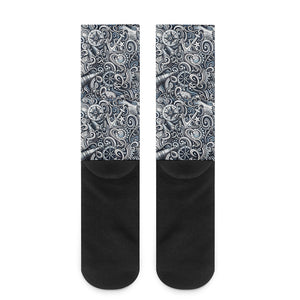 Abstract Nautical Anchor Pattern Print Crew Socks