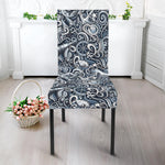 Abstract Nautical Anchor Pattern Print Dining Chair Slipcover