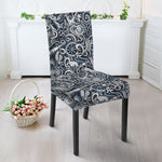 Abstract Nautical Anchor Pattern Print Dining Chair Slipcover