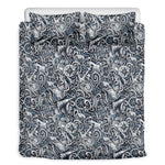 Abstract Nautical Anchor Pattern Print Duvet Cover Bedding Set