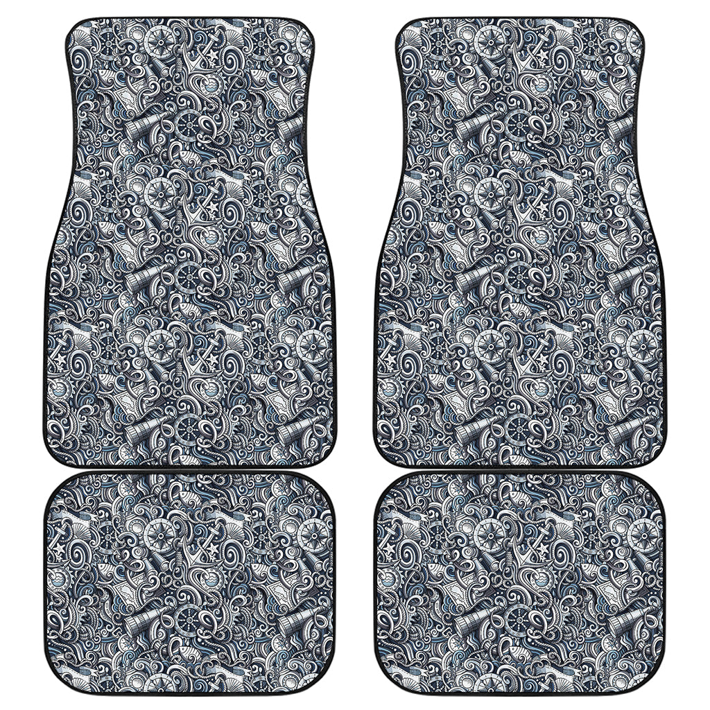 Abstract Nautical Anchor Pattern Print Front and Back Car Floor Mats