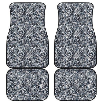 Abstract Nautical Anchor Pattern Print Front and Back Car Floor Mats