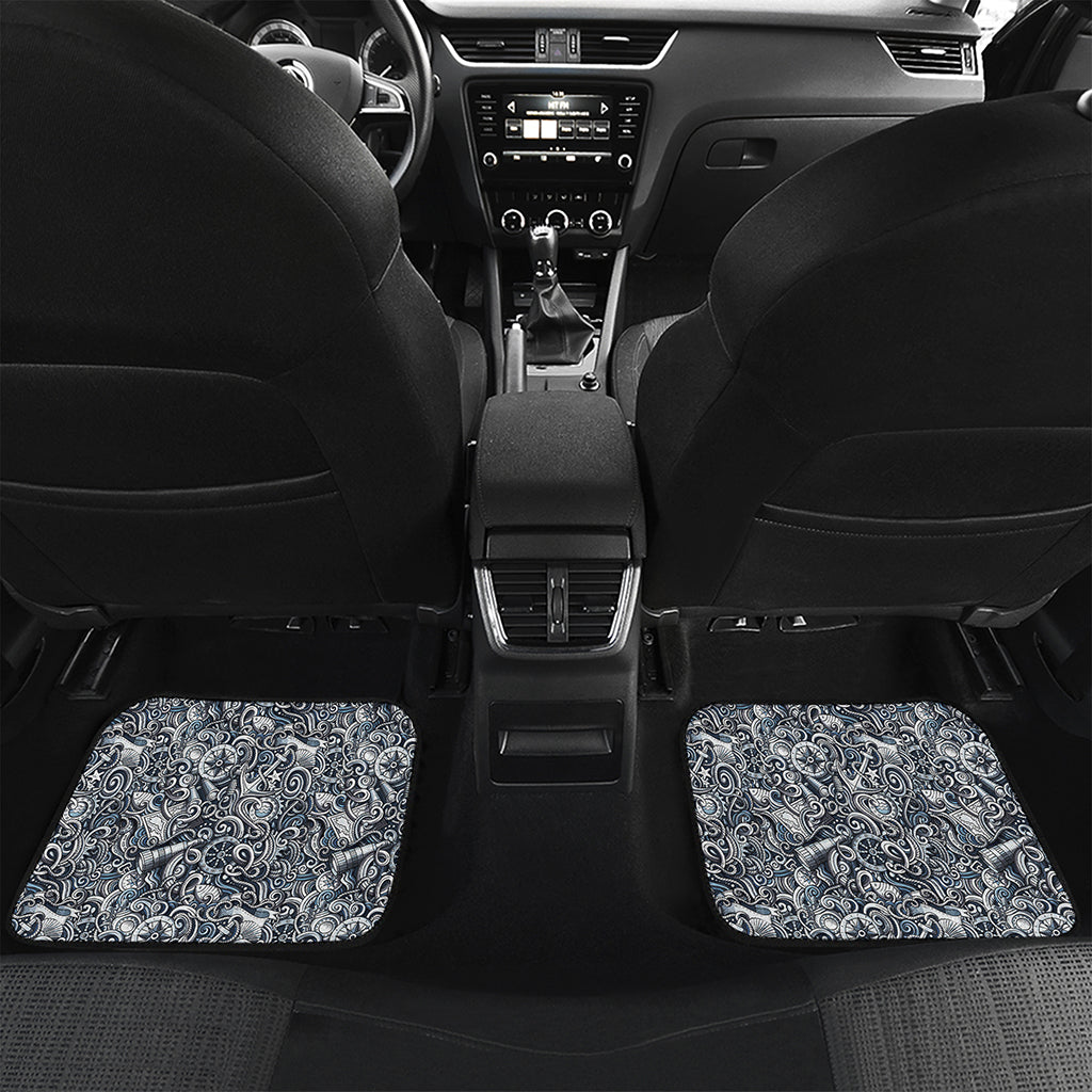 Abstract Nautical Anchor Pattern Print Front and Back Car Floor Mats