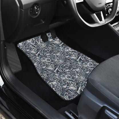 Abstract Nautical Anchor Pattern Print Front and Back Car Floor Mats
