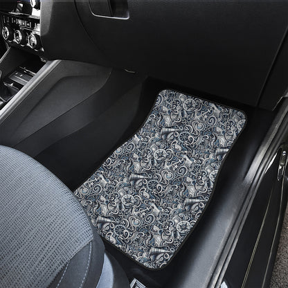 Abstract Nautical Anchor Pattern Print Front and Back Car Floor Mats