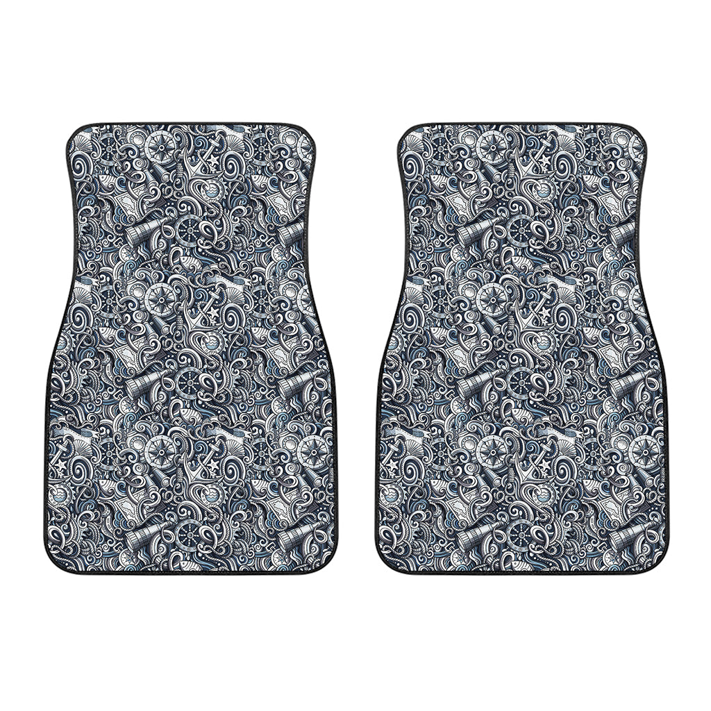 Abstract Nautical Anchor Pattern Print Front Car Floor Mats