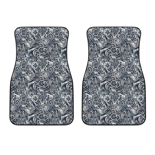 Abstract Nautical Anchor Pattern Print Front Car Floor Mats
