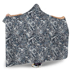 Abstract Nautical Anchor Pattern Print Hooded Blanket