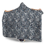 Abstract Nautical Anchor Pattern Print Hooded Blanket