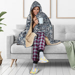 Abstract Nautical Anchor Pattern Print Hooded Blanket