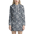 Abstract Nautical Anchor Pattern Print Pullover Hoodie Dress