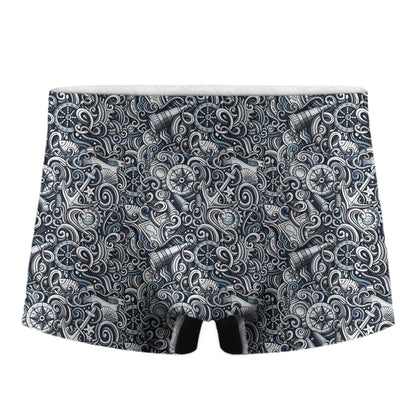 Abstract Nautical Anchor Pattern Print Men's Boxer Briefs