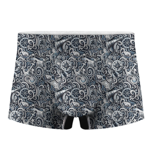 Abstract Nautical Anchor Pattern Print Men's Boxer Briefs