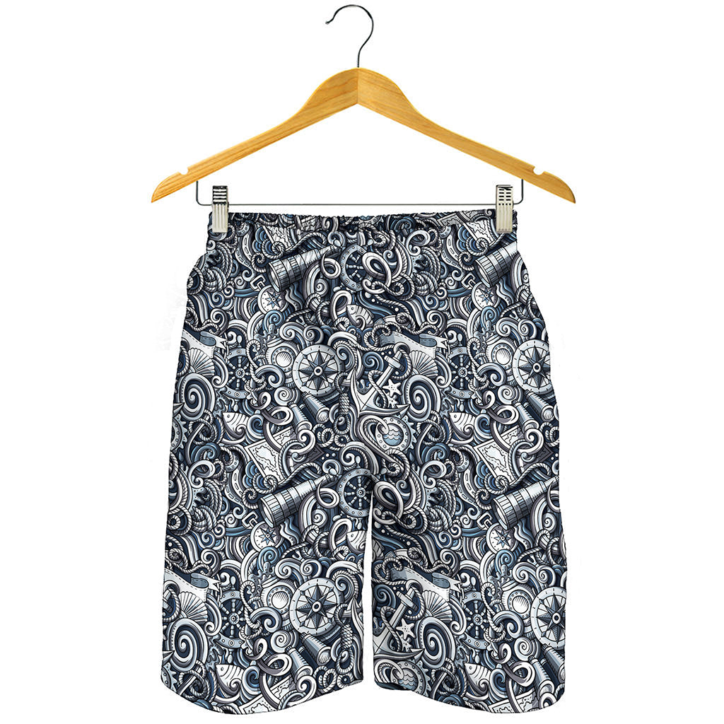 Abstract Nautical Anchor Pattern Print Men's Shorts