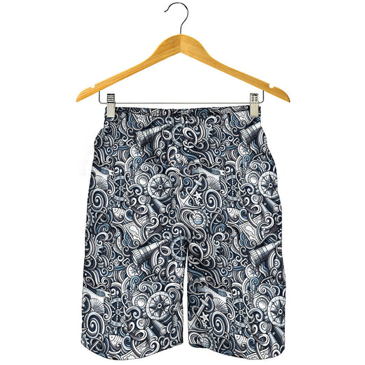 Abstract Nautical Anchor Pattern Print Men's Shorts