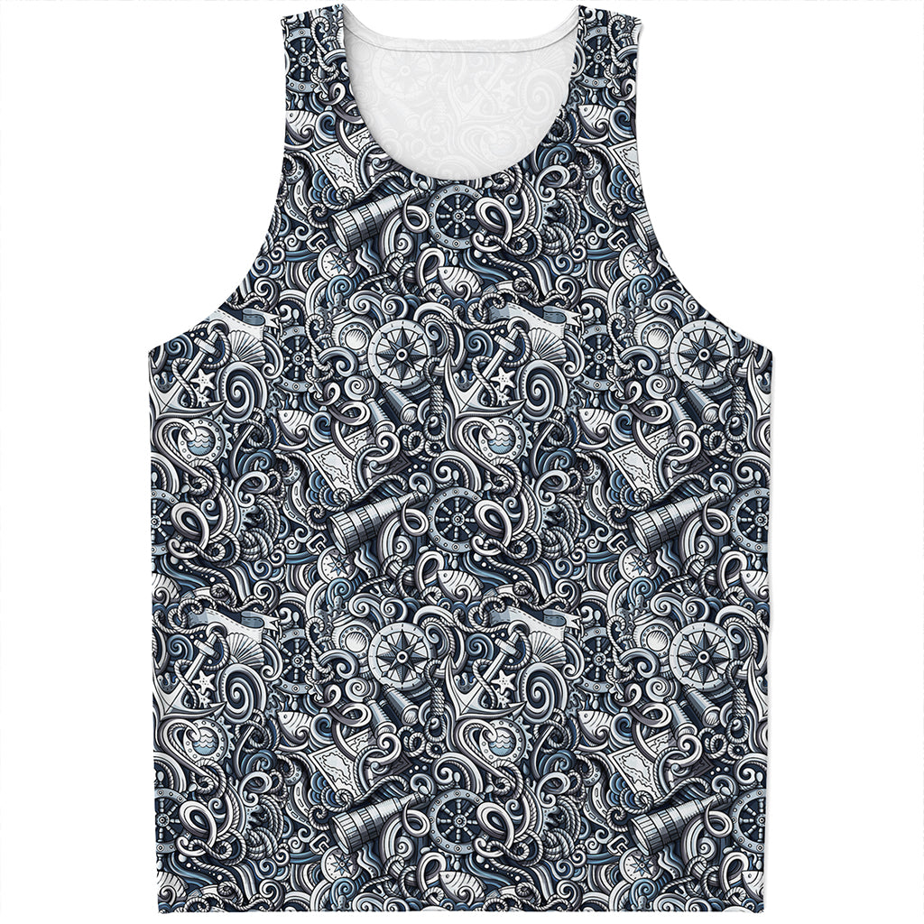 Abstract Nautical Anchor Pattern Print Men's Tank Top