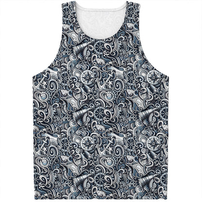 Abstract Nautical Anchor Pattern Print Men's Tank Top