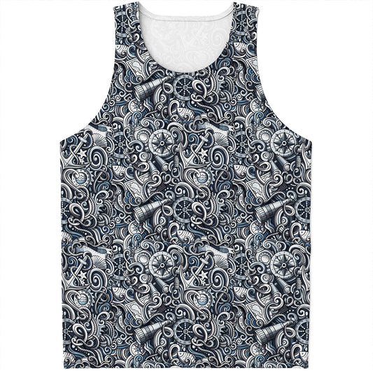 Abstract Nautical Anchor Pattern Print Men's Tank Top