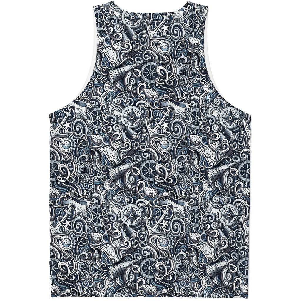 Abstract Nautical Anchor Pattern Print Men's Tank Top