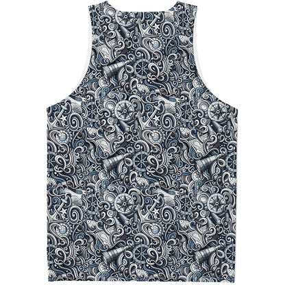 Abstract Nautical Anchor Pattern Print Men's Tank Top
