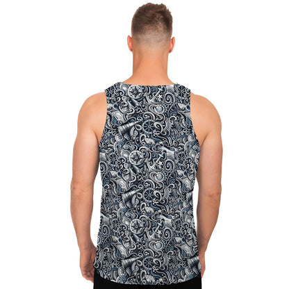 Abstract Nautical Anchor Pattern Print Men's Tank Top