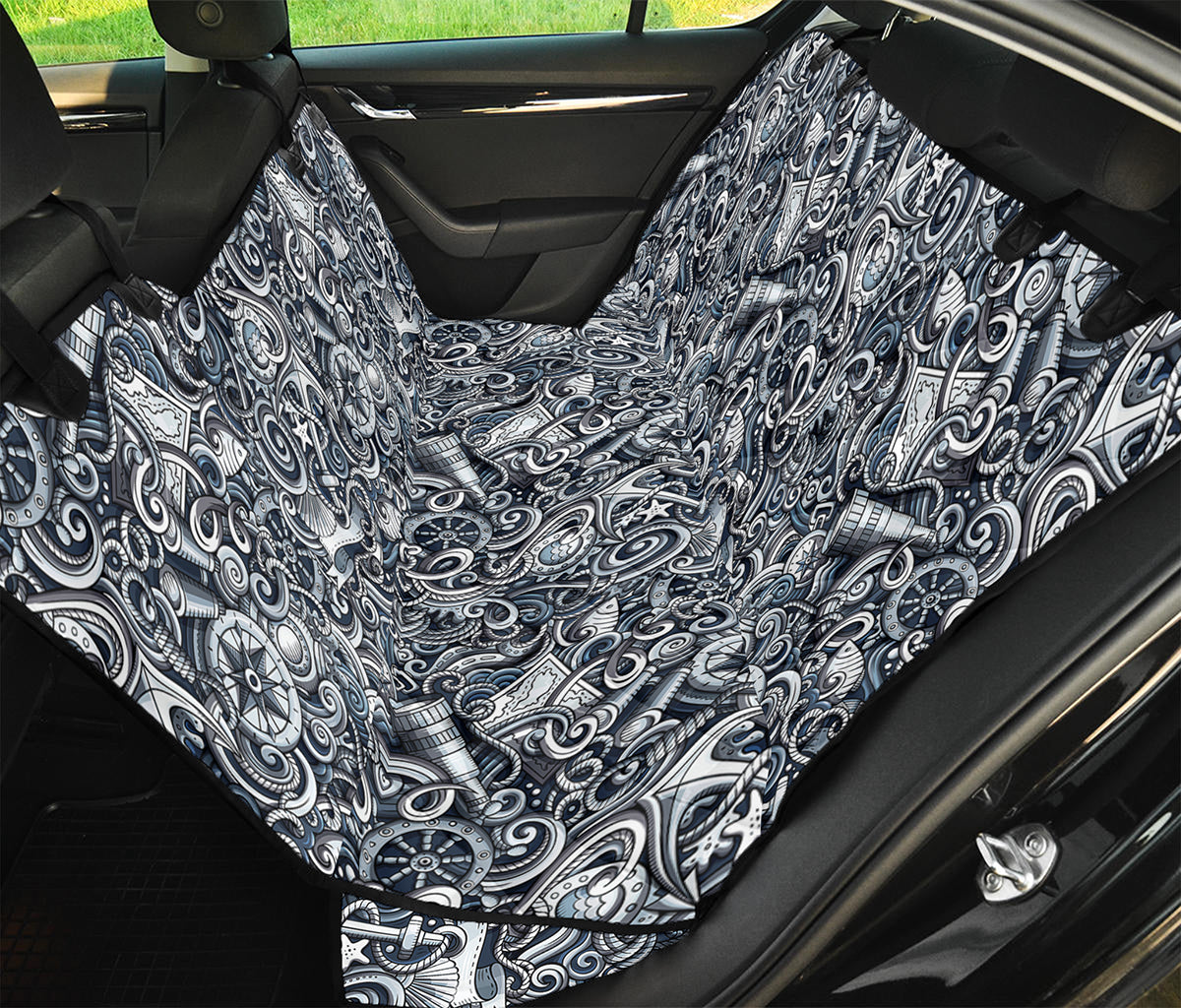 Abstract Nautical Anchor Pattern Print Pet Car Back Seat Cover