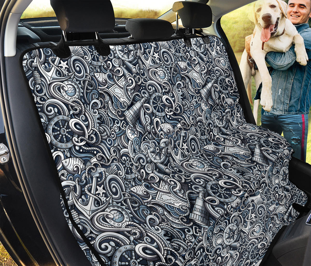 Abstract Nautical Anchor Pattern Print Pet Car Back Seat Cover