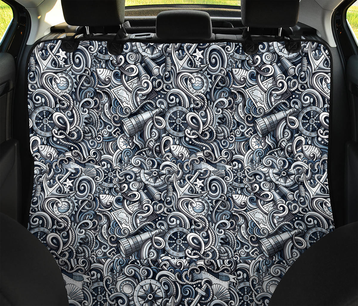 Abstract Nautical Anchor Pattern Print Pet Car Back Seat Cover