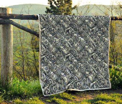 Abstract Nautical Anchor Pattern Print Quilt
