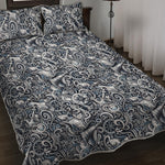 Abstract Nautical Anchor Pattern Print Quilt Bed Set