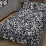 Abstract Nautical Anchor Pattern Print Quilt Bed Set