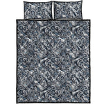 Abstract Nautical Anchor Pattern Print Quilt Bed Set