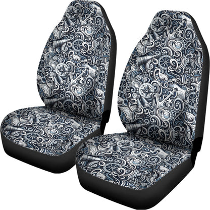 Abstract Nautical Anchor Pattern Print Universal Fit Car Seat Covers