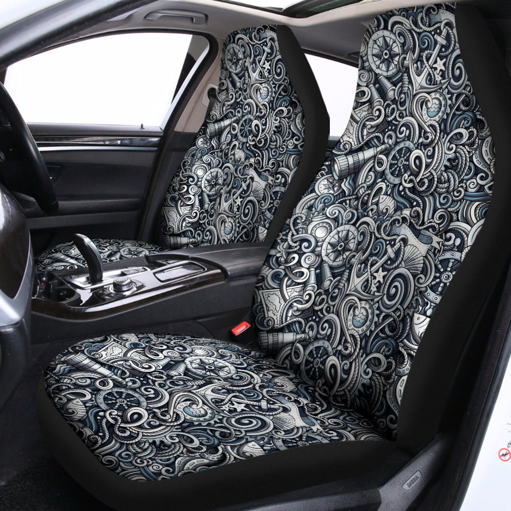 Abstract Nautical Anchor Pattern Print Universal Fit Car Seat Covers